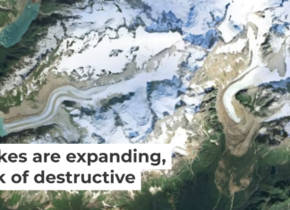 A study explored the evolution of several glacial lakes near Bering Glacier, Alaska. Google Earth, AirbusMaxar Technologies, CNES/Airbus